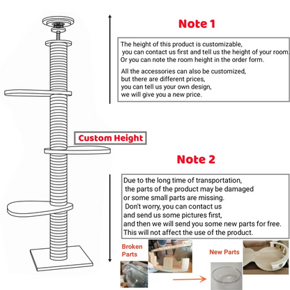 Cat Climbing Frame from Floor to Ceiling Height For Multi-Level Cat Tree