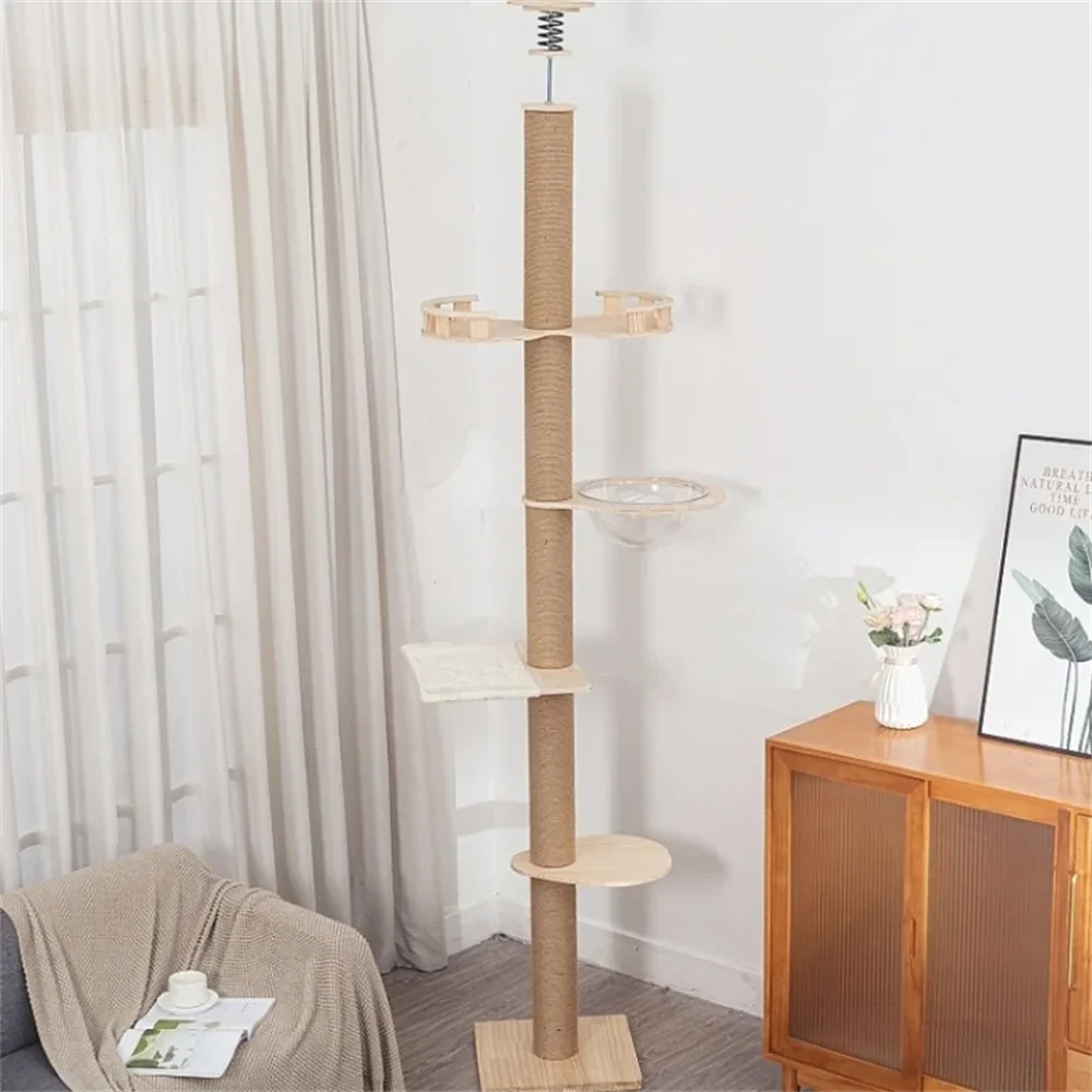 Cat Climbing Frame from Floor to Ceiling Height For Multi-Level Cat Tree