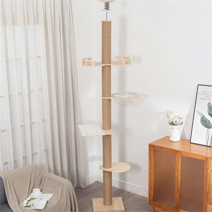 Cat Climbing Frame from Floor to Ceiling Height For Multi-Level Cat Tree