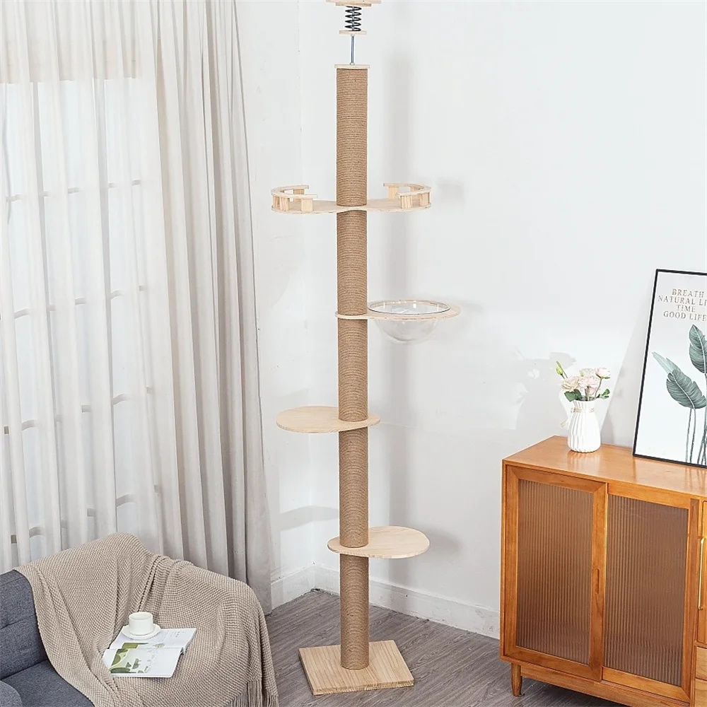 Cat Climbing Frame from Floor to Ceiling Height For Multi-Level Cat Tree